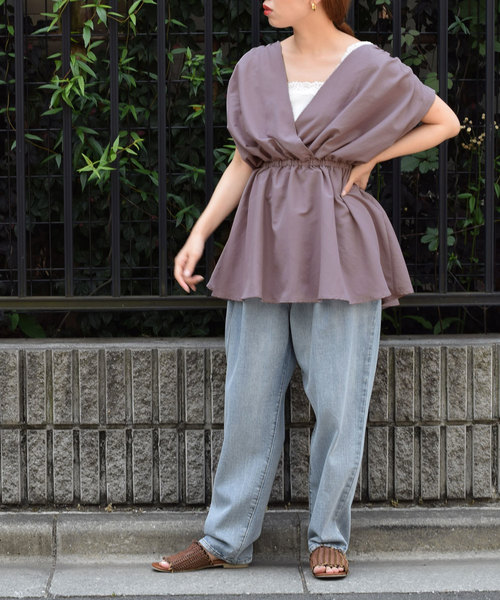 w closet(ダブルクローゼット)の「カシュクールウエストマークプルオーバー(シャツ/ブラウス・レディース・ブラック/ラベンダー/ライトベージュ・FREE)」の22枚目の写真