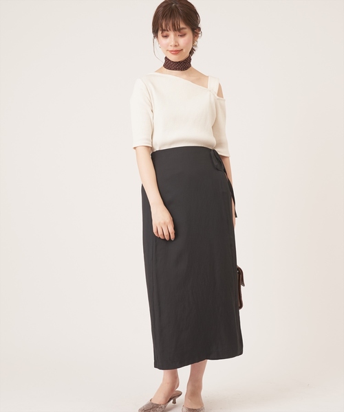 natural couture(ナチュラルクチュール)の「ラップ風タイトスカート(スカート・レディース・ブラック/ベージュ/ブラウン/オレンジ・FREE)」の8枚目の写真
