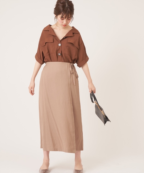 natural couture(ナチュラルクチュール)の「ラップ風タイトスカート(スカート・レディース・ブラック/ベージュ/ブラウン/オレンジ・FREE)」の17枚目の写真