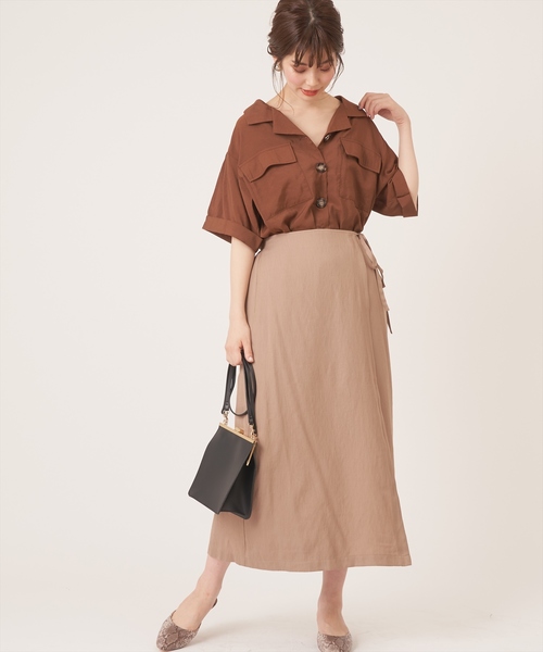 natural couture(ナチュラルクチュール)の「ラップ風タイトスカート(スカート・レディース・ブラック/ベージュ/ブラウン/オレンジ・FREE)」の6枚目の写真
