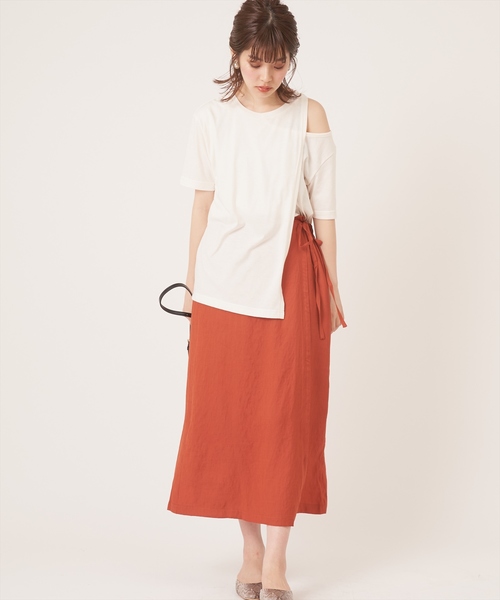 natural couture(ナチュラルクチュール)の「ラップ風タイトスカート(スカート・レディース・ブラック/ベージュ/ブラウン/オレンジ・FREE)」の9枚目の写真