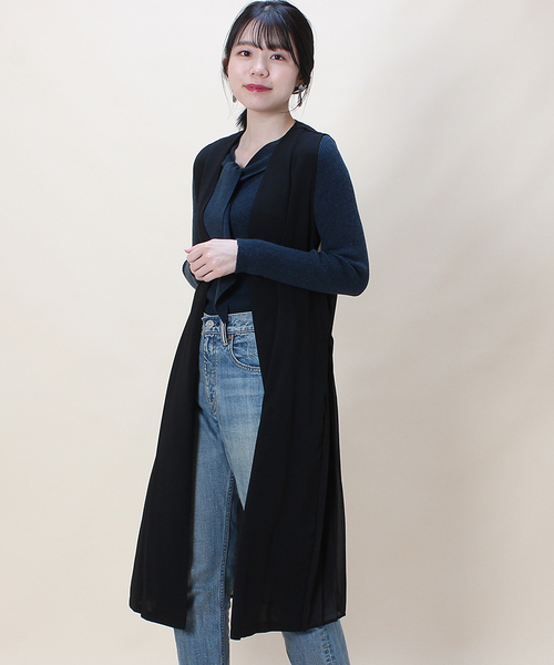 ASTORIA ODIER(アストリアオディール)の「バックプリーツ ジレワンピース(トレンチコート・レディース・ブラック/ベージュ/マスタード・MEDIUM)」の1枚目の写真