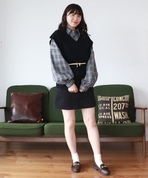 PairPair（ペアペア）の「チェック柄袖ボリュームシャツ（シャツ/ブラウス・レディース・ブラック/ベージュ・FREE）」の6枚目の写真