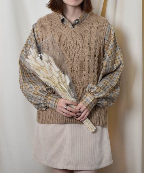 PairPair（ペアペア）の「チェック柄袖ボリュームシャツ（シャツ/ブラウス・レディース・ブラック/ベージュ・FREE）」の11枚目の写真