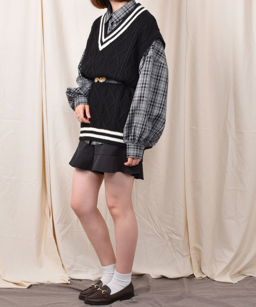 PairPair（ペアペア）の「チェック柄袖ボリュームシャツ（シャツ/ブラウス・レディース・ブラック/ベージュ・FREE）」の15枚目の写真