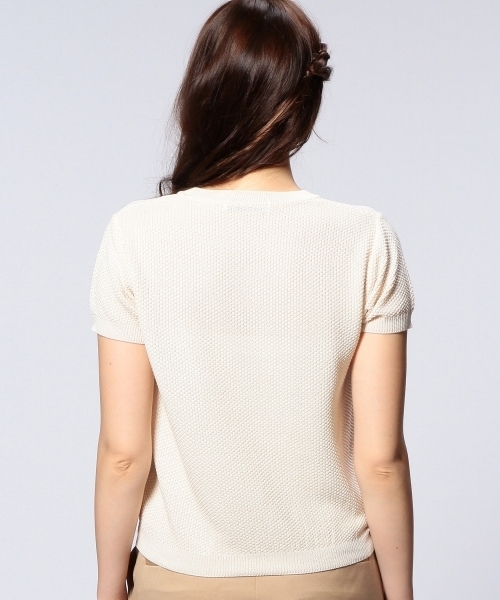 UNITED ARROWS（ユナイテッドアローズ）の「UAW C/P カノコ ショートスリーブ ニット ◆（ニット/セーター・レディース・オフホワイト/レッド/ネイビー・フリー）」の5枚目の写真