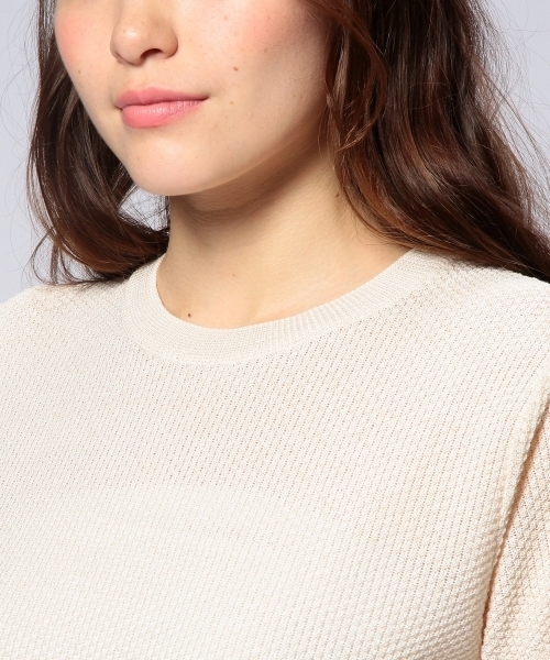 UNITED ARROWS（ユナイテッドアローズ）の「UAW C/P カノコ ショートスリーブ ニット ◆（ニット/セーター・レディース・オフホワイト/レッド/ネイビー・フリー）」の4枚目の写真
