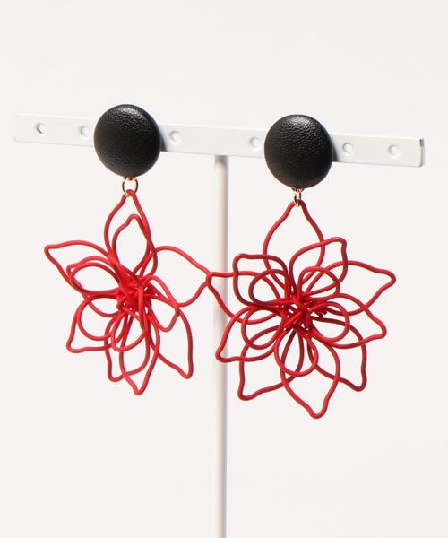 チャイハネ（チャイハネ）の「【チャイハネ】ワイヤーワークフラワーピアス（ピアス（両耳用）・レディース・ブラック/パープル/レッド/イエロー・FREE）」の4枚目の写真