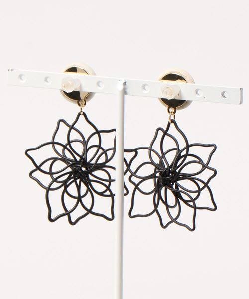 チャイハネ（チャイハネ）の「【チャイハネ】ワイヤーワークフラワーピアス（ピアス（両耳用）・レディース・ブラック/パープル/レッド/イエロー・FREE）」の5枚目の写真