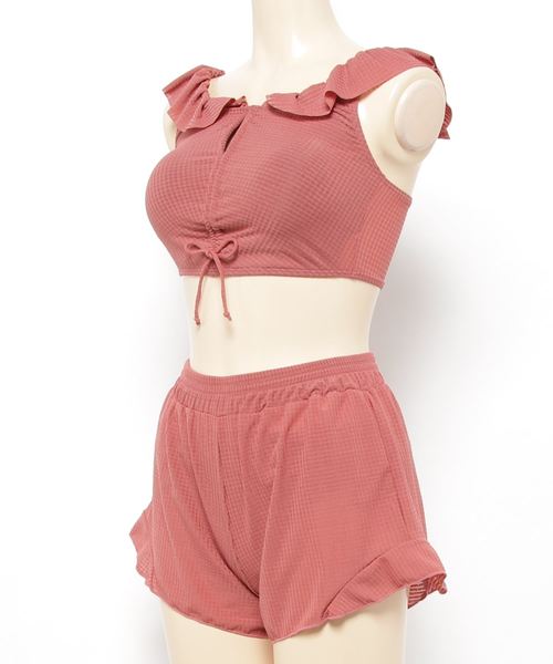 Dita（ディータ）の「【3点セット】ショルダーフレアTOPSスカート付きビキニセット【RT】（水着・レディース・ブラック/ブラウン/ピンク・M/L/XL）」の20枚目の写真