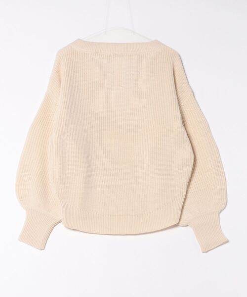 STYLEBLOCK（スタイルブロック）の「片畦編みキーネックビッグシルエットボリュームスリーブニット（ニット/セーター・レディース・ブラック/ベージュ/アイボリー/グリーン系その他/パープル系その他・M）」の7枚目の写真