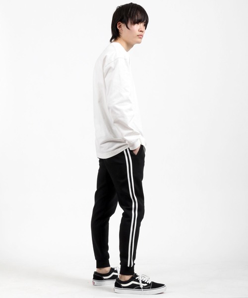 Salong hameu（サロン ハミュー）の「無地・サイドライン スウェット ジョガーパンツ メンズ レディース/トラックパンツ/スリムシルエット（スウェットパンツ・メンズ・グレー系その他2/ブラック系その他/ブラック系その他2/グレー系その他4/グレー系その他3/ブラック/グレー/グレー系その他/チャコール/ブルー系その他2/ネイビー/ブルー系その他・M/L/LL/S）」の15枚目の写真