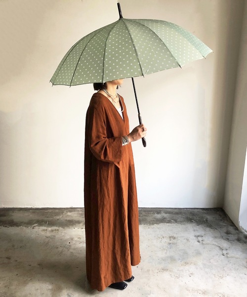 COMMON WARE（コモンウェアー）の「NT:16本骨ドット バイカラー　長傘（長傘・レディース・ブラック/ネイビー/ローズ/グリーン/ブルー/ブラック系/ミント/ローズ系/ネイビー系・FREE）」の3枚目の写真