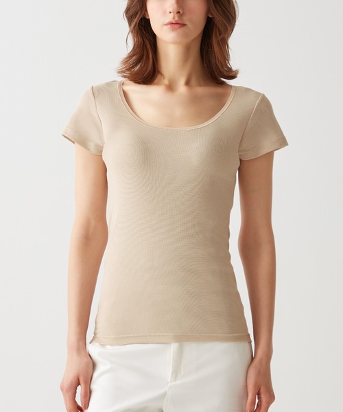 GUNZE（グンゼ）の「COOLMAGIC/クールマジック 汗取り付き2分袖 着る日焼け止め（インナーウェア/肌着・レディース・ブラック/ベージュ/ライラック/ベージュ系その他/サックスブルー/ベージュ系その他2・LARGE/X-LARGE/MEDIUM）」の4枚目の写真