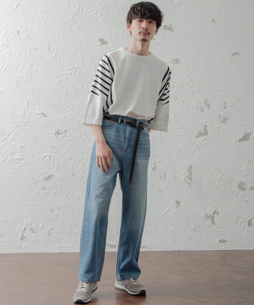 MinoriTY（マイノリティ）の「メンズハイウエストワイドシルエットデニム（デニムパンツ・メンズ・ブラック/インディゴブルー/ブルー・M/L）」の6枚目の写真