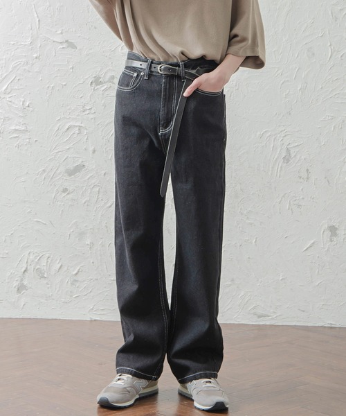 MinoriTY（マイノリティ）の「メンズハイウエストワイドシルエットデニム（デニムパンツ・メンズ・ブラック/インディゴブルー/ブルー・M/L）」の13枚目の写真