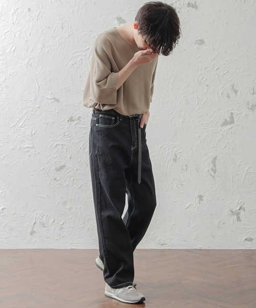MinoriTY（マイノリティ）の「メンズハイウエストワイドシルエットデニム（デニムパンツ・メンズ・ブラック/インディゴブルー/ブルー・M/L）」の4枚目の写真