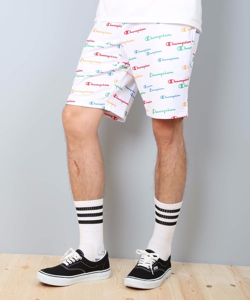 Champion(チャンピオン)の「【CHAMPION/チャンピオン】総柄ショートパンツ C3-RS505 スウエットパンツ 速乾性(スウェットパンツ・メンズ・ホワイト/グレー/ブラック/ネイビー・MEDIUM/LARGE/X-LARGE)」の2枚目の写真