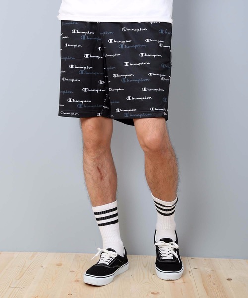 Champion(チャンピオン)の「【CHAMPION/チャンピオン】総柄ショートパンツ C3-RS505 スウエットパンツ 速乾性(スウェットパンツ・メンズ・ホワイト/グレー/ブラック/ネイビー・MEDIUM/LARGE/X-LARGE)」の1枚目の写真