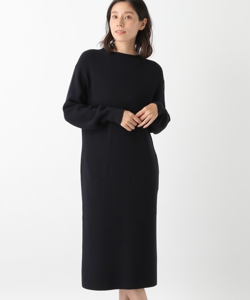 LEPSIM（レプシィム）の「12Gアゼボトルネックワンピース　895188（ワンピース・レディース・ネイビー/グレイッシュベージュ・MEDIUM/LARGE）」の2枚目の写真