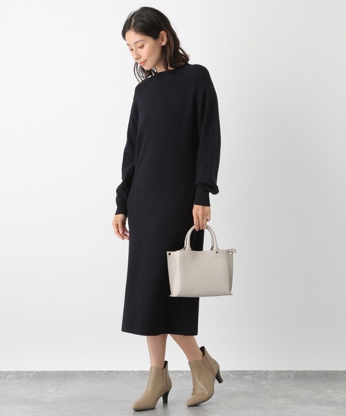 LEPSIM（レプシィム）の「12Gアゼボトルネックワンピース　895188（ワンピース・レディース・ネイビー/グレイッシュベージュ・MEDIUM/LARGE）」の14枚目の写真