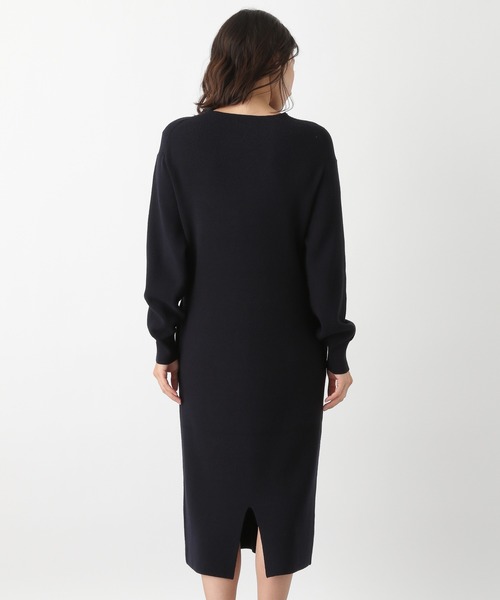 LEPSIM（レプシィム）の「12Gアゼボトルネックワンピース　895188（ワンピース・レディース・ネイビー/グレイッシュベージュ・MEDIUM/LARGE）」の4枚目の写真