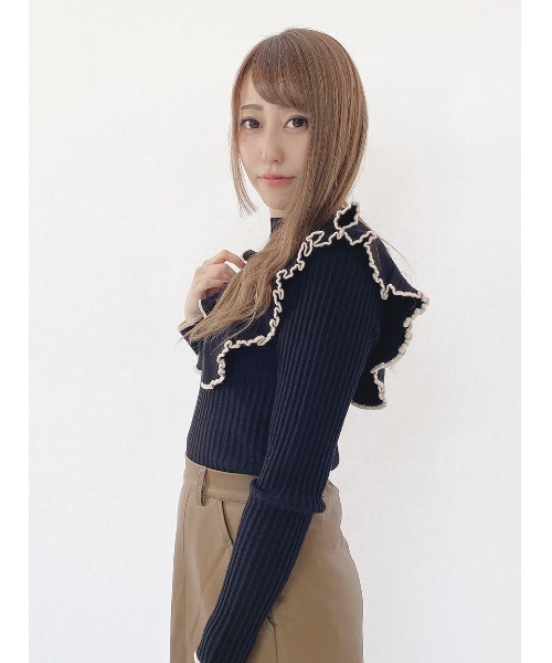 one way（ワンウェイ）の「配色フリルニット（ニット/セーター）」 - WEAR