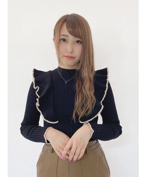 one way（ワンウェイ）の「配色フリルニット（ニット/セーター）」 - WEAR