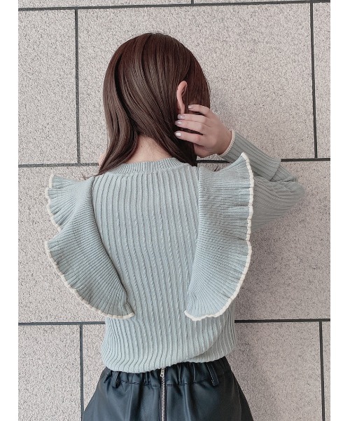 one way（ワンウェイ）の「配色フリルニット（ニット/セーター）」 - WEAR