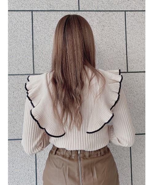 one way（ワンウェイ）の「配色フリルニット（ニット/セーター）」 - WEAR