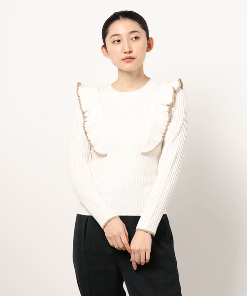 one way（ワンウェイ）の「配色フリルニット（ニット/セーター）」 - WEAR