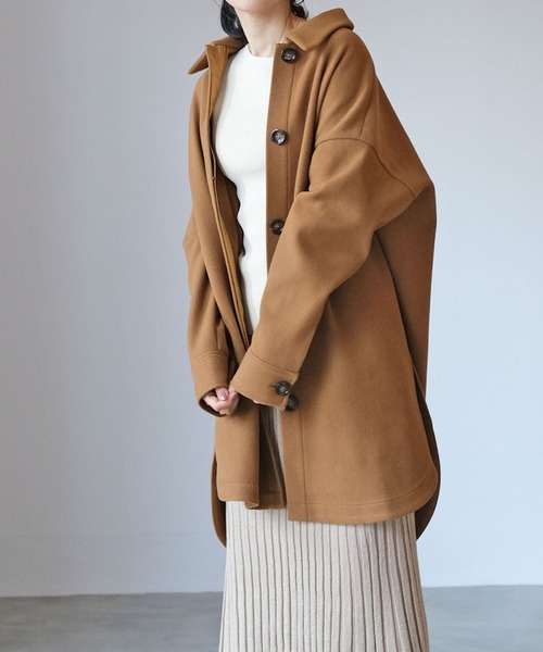 AKTE（アクテ）の「ステンカラーロングシャツジャケット（ステンカラー