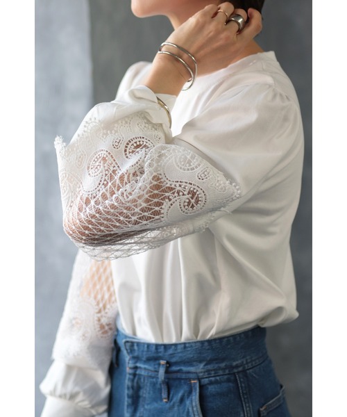 Bonjour Sagan(ボンジュールサガン)の「袖刺繍プルオーバー(Tシャツ/カットソー・レディース・ホワイト/ブラック・FREE)」の8枚目の写真