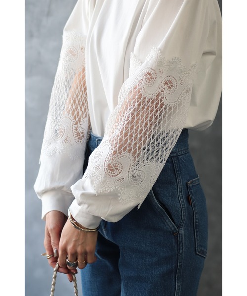 Bonjour Sagan(ボンジュールサガン)の「袖刺繍プルオーバー(Tシャツ/カットソー・レディース・ホワイト/ブラック・FREE)」の9枚目の写真