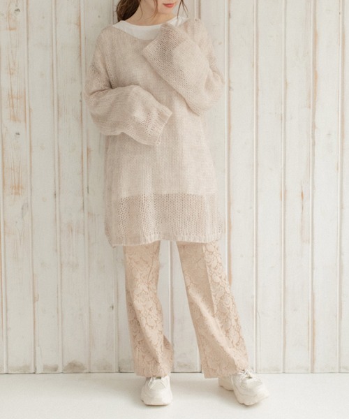 Mysa&Liina（ミーサリーナ）の「モヘアタッチ透かしニット×長袖TシャツSET（ニット/セーター・レディース・ブルー/ブラック/イエロー/ベージュ・M）」の22枚目の写真