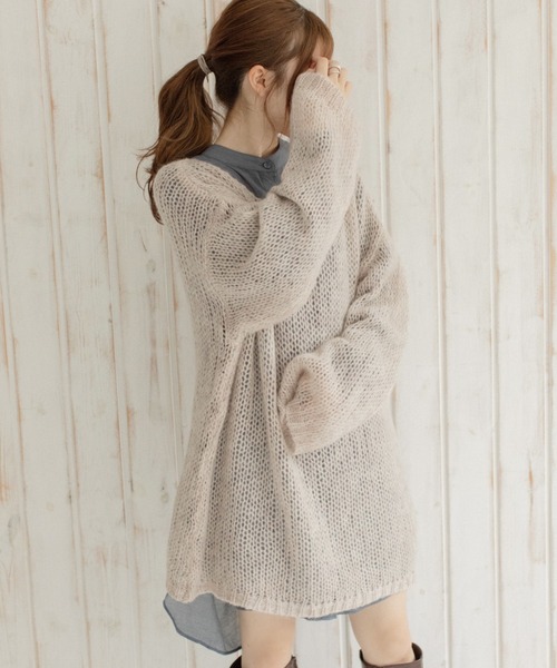 Mysa&Liina（ミーサリーナ）の「モヘアタッチ透かしニット×長袖TシャツSET（ニット/セーター・レディース・ブルー/ブラック/イエロー/ベージュ・M）」の17枚目の写真