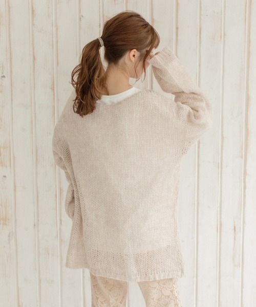 Mysa&Liina（ミーサリーナ）の「モヘアタッチ透かしニット×長袖TシャツSET（ニット/セーター・レディース・ブルー/ブラック/イエロー/ベージュ・M）」の19枚目の写真