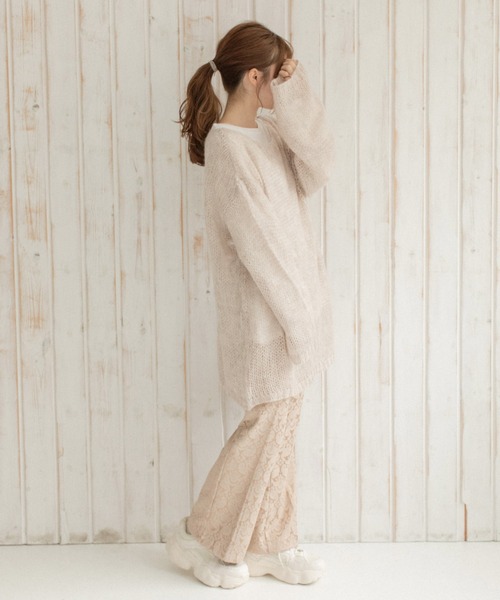 Mysa&Liina（ミーサリーナ）の「モヘアタッチ透かしニット×長袖TシャツSET（ニット/セーター・レディース・ブルー/ブラック/イエロー/ベージュ・M）」の20枚目の写真