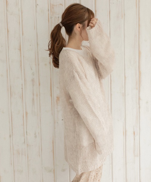 Mysa&Liina（ミーサリーナ）の「モヘアタッチ透かしニット×長袖TシャツSET（ニット/セーター・レディース・ブルー/ブラック/イエロー/ベージュ・M）」の21枚目の写真