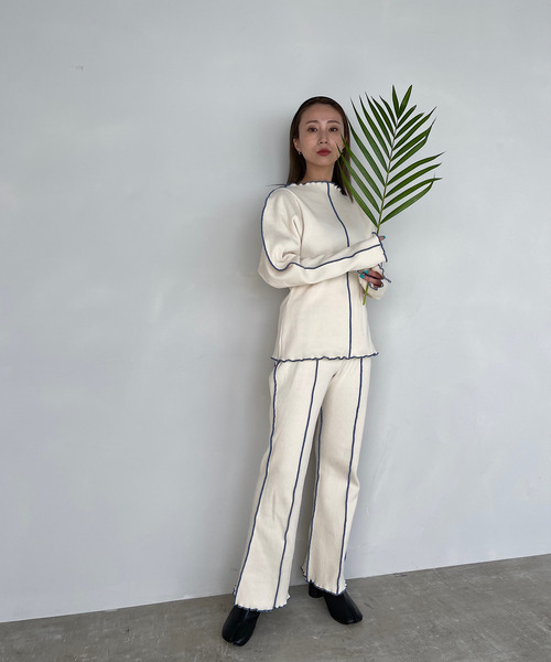 SANSeLF（サンセルフ）の「【SANSeLF】Se mellow rib tops sanwt7（ニット/セーター・レディース・ホワイト/パープル/ミント・FREE）」の9枚目の写真