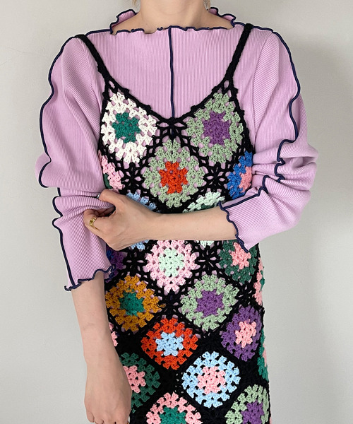 SANSeLF（サンセルフ）の「【SANSeLF】Se mellow rib tops sanwt7（ニット/セーター・レディース・ホワイト/パープル/ミント・FREE）」の11枚目の写真