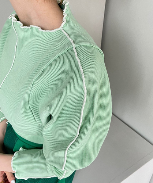 SANSeLF（サンセルフ）の「【SANSeLF】Se mellow rib tops sanwt7（ニット/セーター・レディース・ホワイト/パープル/ミント・FREE）」の5枚目の写真