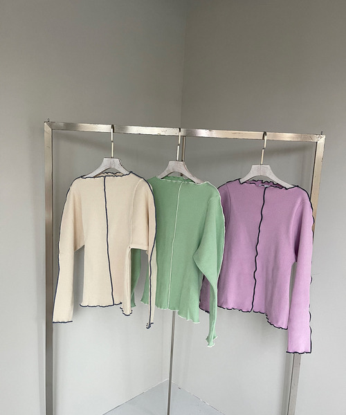 SANSeLF（サンセルフ）の「【SANSeLF】Se mellow rib tops sanwt7（ニット/セーター・レディース・ホワイト/パープル/ミント・FREE）」の8枚目の写真