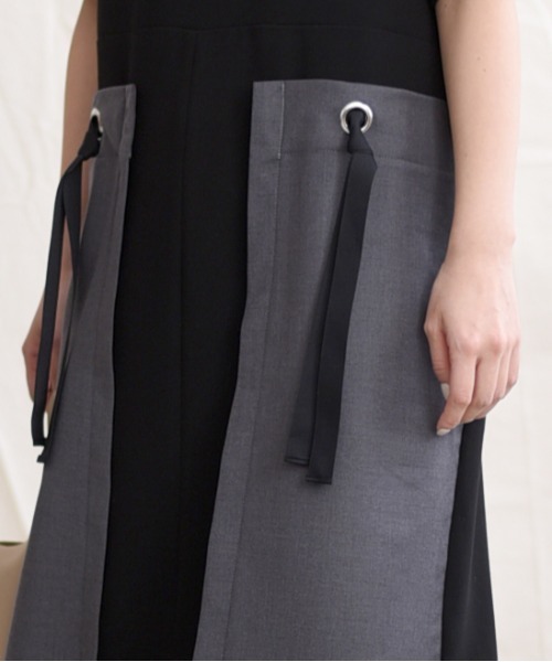 LHELBIE（レルビエ）の「バイカラーストリングスワンピース（ワンピース・レディース・ブラック/ベージュ/ダークグレー・M）」の18枚目の写真