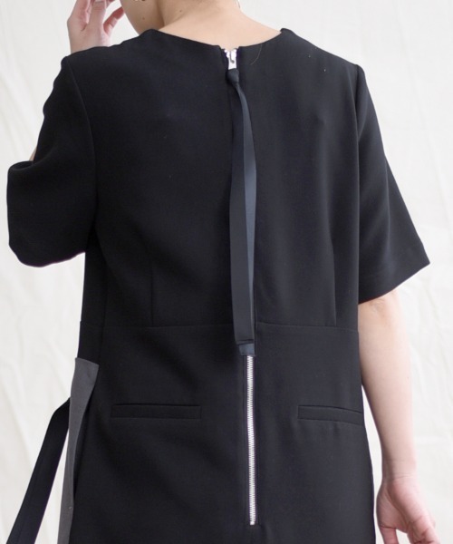 LHELBIE（レルビエ）の「バイカラーストリングスワンピース（ワンピース・レディース・ブラック/ベージュ/ダークグレー・M）」の13枚目の写真