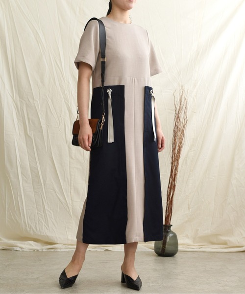 LHELBIE（レルビエ）の「バイカラーストリングスワンピース（ワンピース・レディース・ブラック/ベージュ/ダークグレー・M）」の17枚目の写真