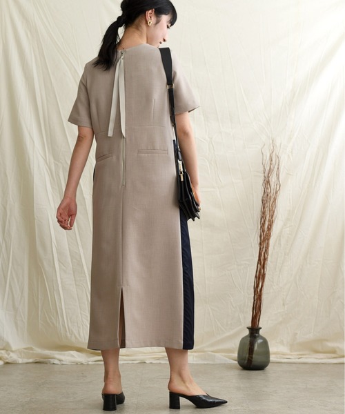 LHELBIE（レルビエ）の「バイカラーストリングスワンピース（ワンピース・レディース・ブラック/ベージュ/ダークグレー・M）」の11枚目の写真