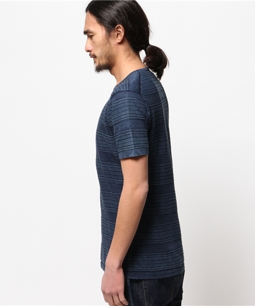 Denime（ドゥニーム）の「【SUFFE】KNIT BORDER SHORT-SLEEVE TEE/スッフェ　半袖ニットボーダーTシャツ（Tシャツ/カットソー・メンズ・ホワイト/ネイビー・MEDIUM/LARGE）」の4枚目の写真