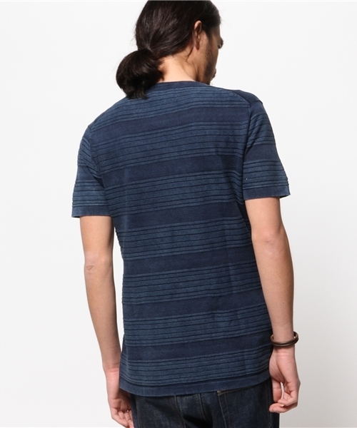 Denime（ドゥニーム）の「【SUFFE】KNIT BORDER SHORT-SLEEVE TEE/スッフェ　半袖ニットボーダーTシャツ（Tシャツ/カットソー・メンズ・ホワイト/ネイビー・MEDIUM/LARGE）」の5枚目の写真