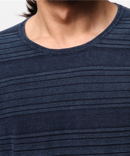 Denime（ドゥニーム）の「【SUFFE】KNIT BORDER SHORT-SLEEVE TEE/スッフェ　半袖ニットボーダーTシャツ（Tシャツ/カットソー・メンズ・ホワイト/ネイビー・MEDIUM/LARGE）」の6枚目の写真